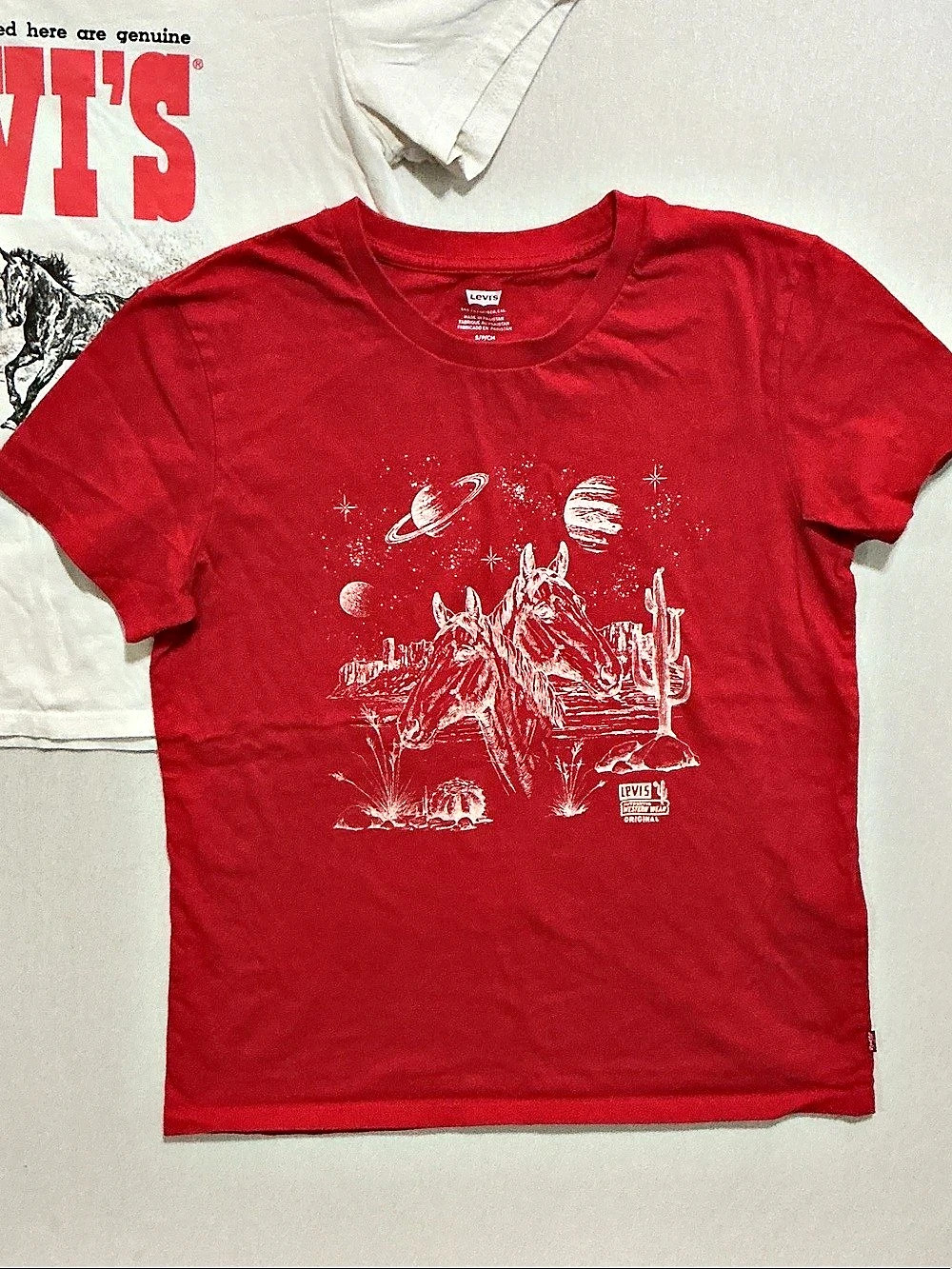 Levi'Small Western Archival Graphic Boxy Tee Set Red & White Small